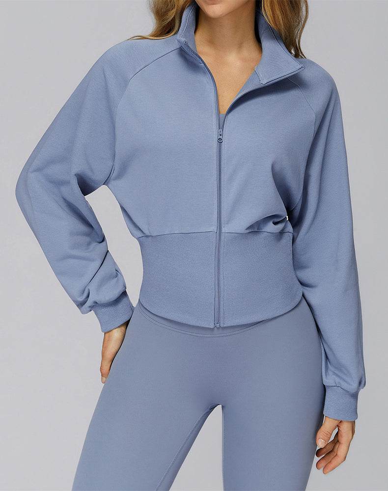 Zip Up Casual Jacket Workout Long Sleeve Crop Tops