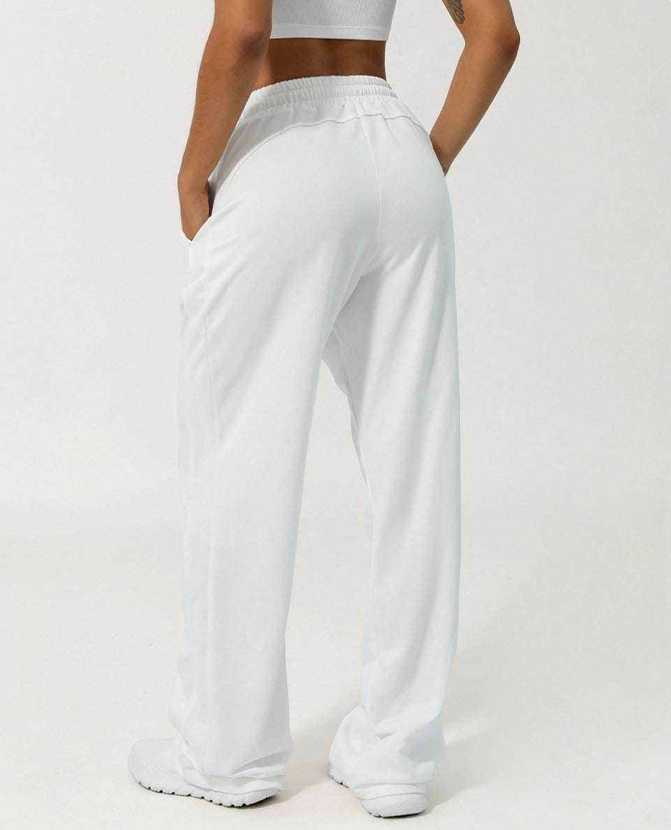 Women Elastic High-Waist Wide Leg Sweatpants