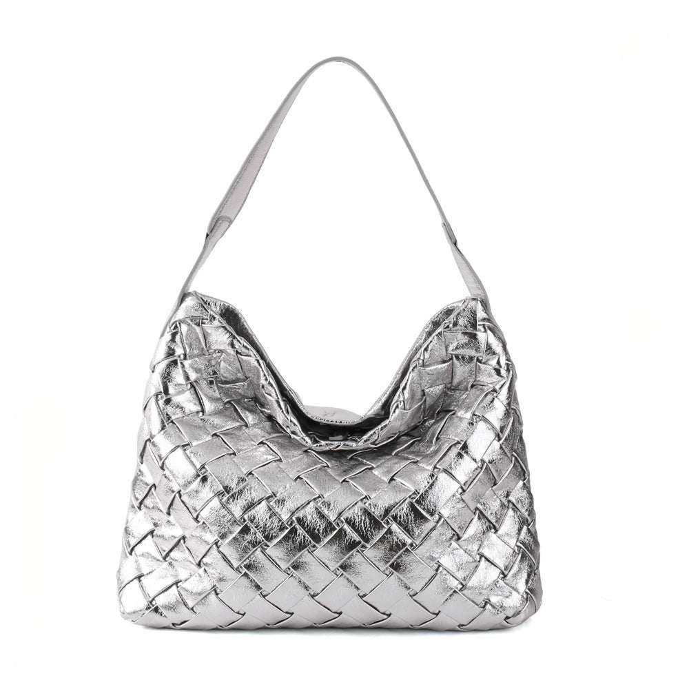 Vegan Leather Woven Tote Bag