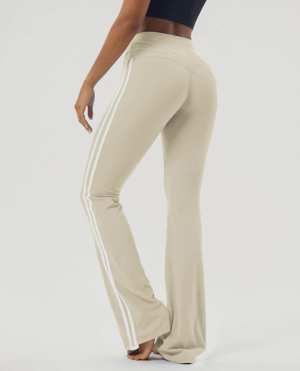 Side Stripe High Waist Fitness Flare Pants