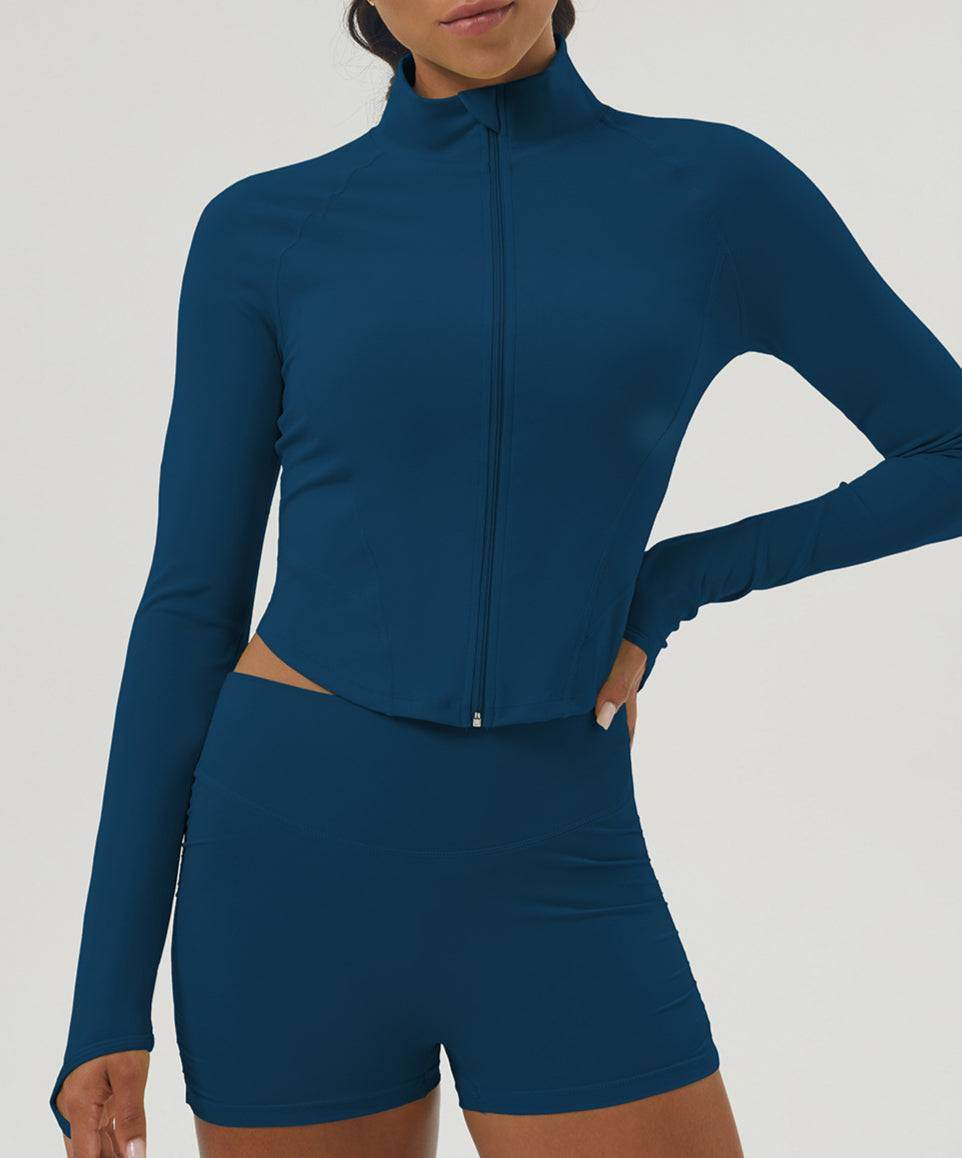 Long Sleeve Zip Up Cropped Sports Jacket
