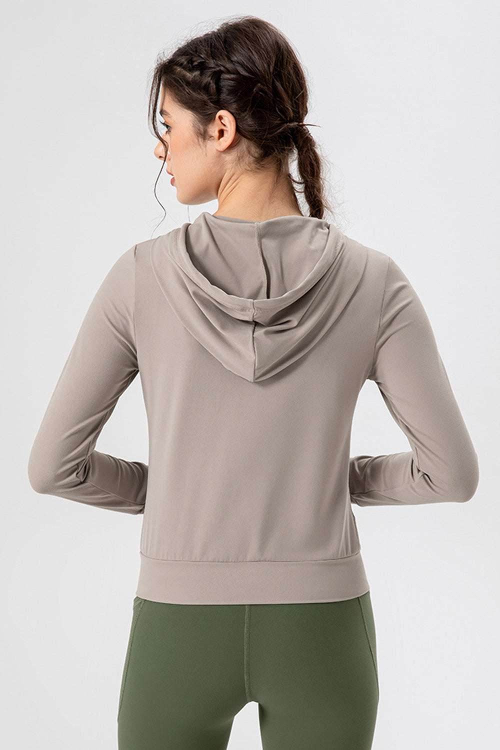 Zip Up Hooded Active Outerwear with Drawstring