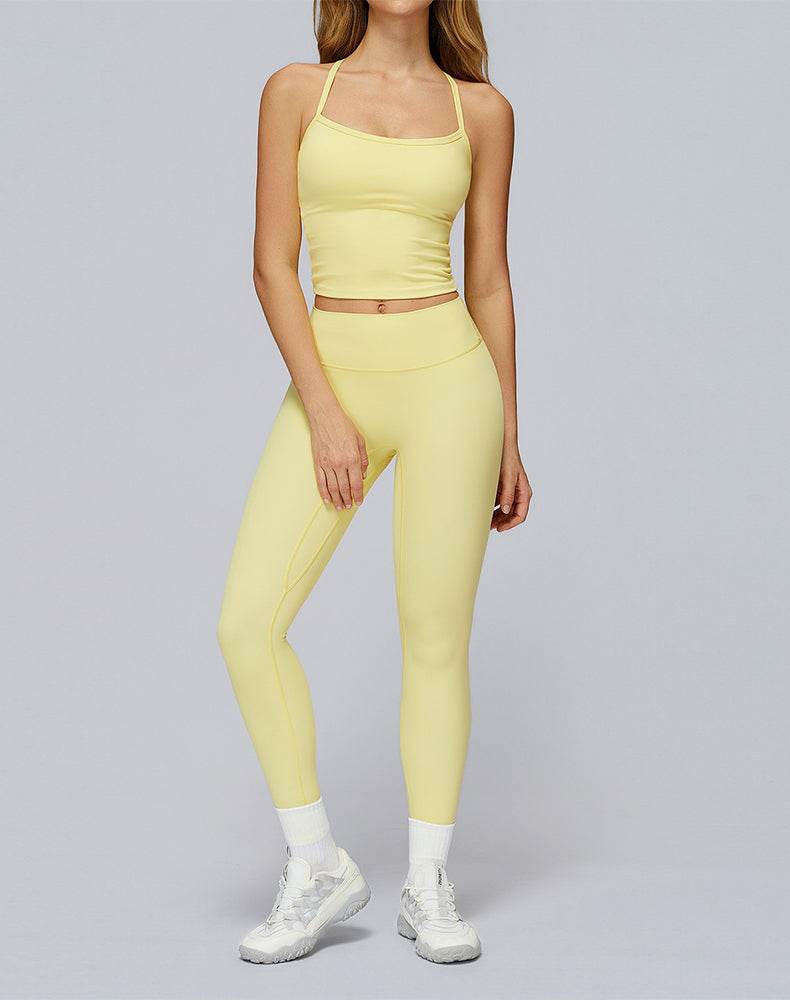 Athletic Wear with Criss Cross Back Tank Top and Legging