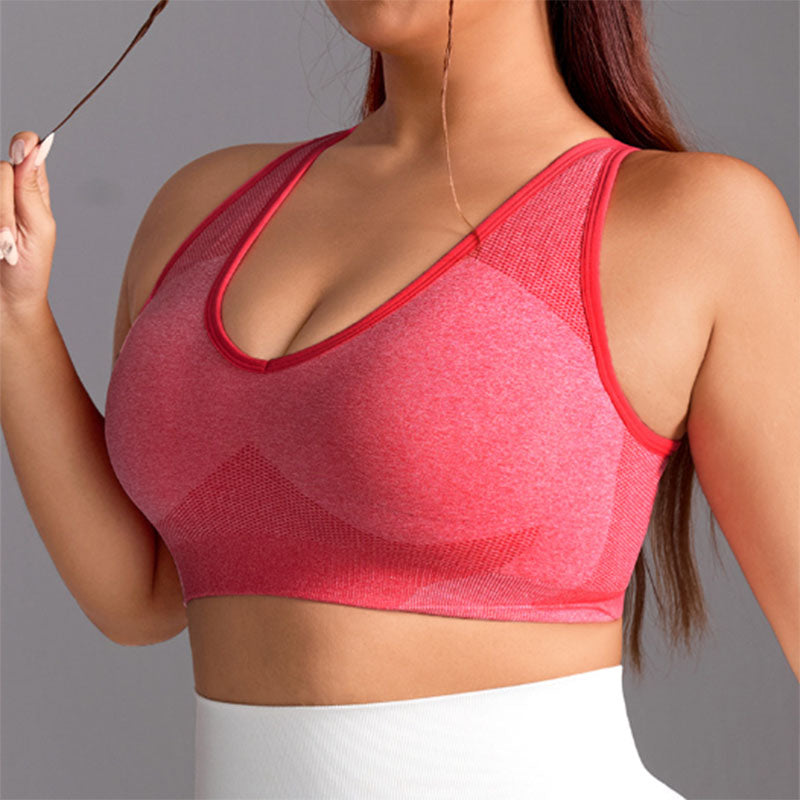 Plus Size U Neck Sports Bra with Adjustable Cross Straps