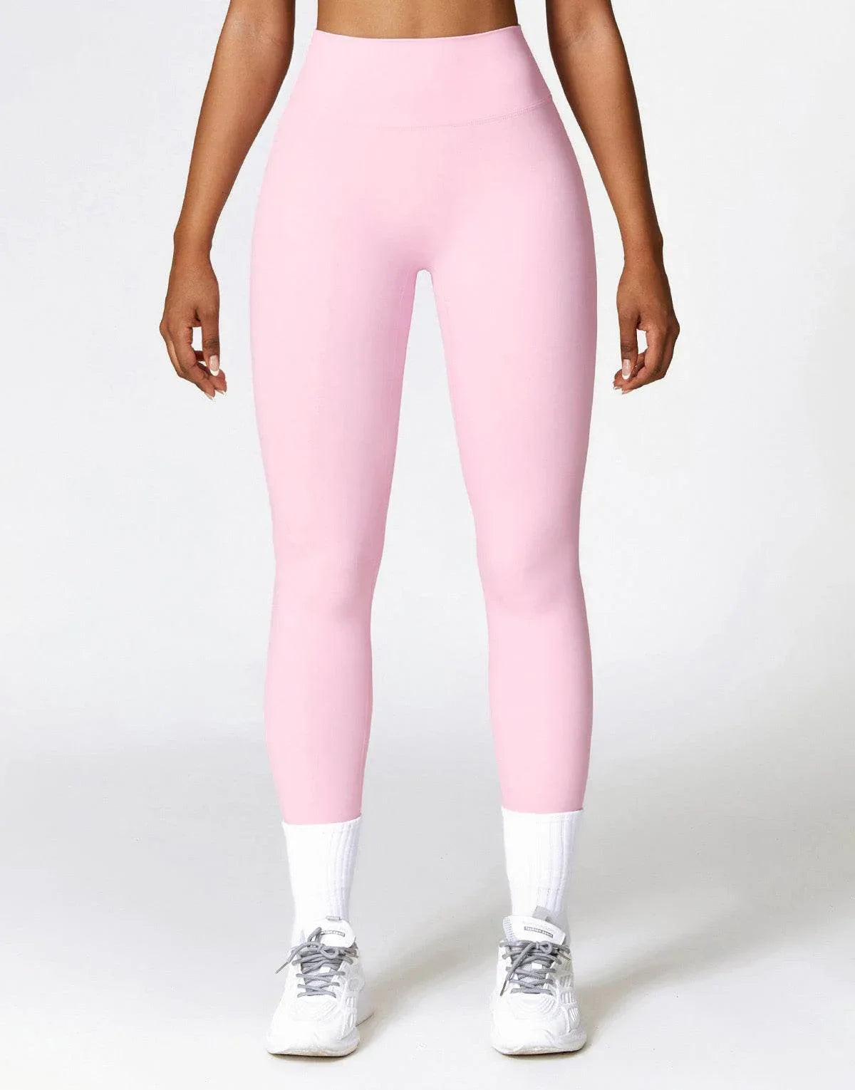 No Front Seam High Waist Sports Leggings - Sakura Pink