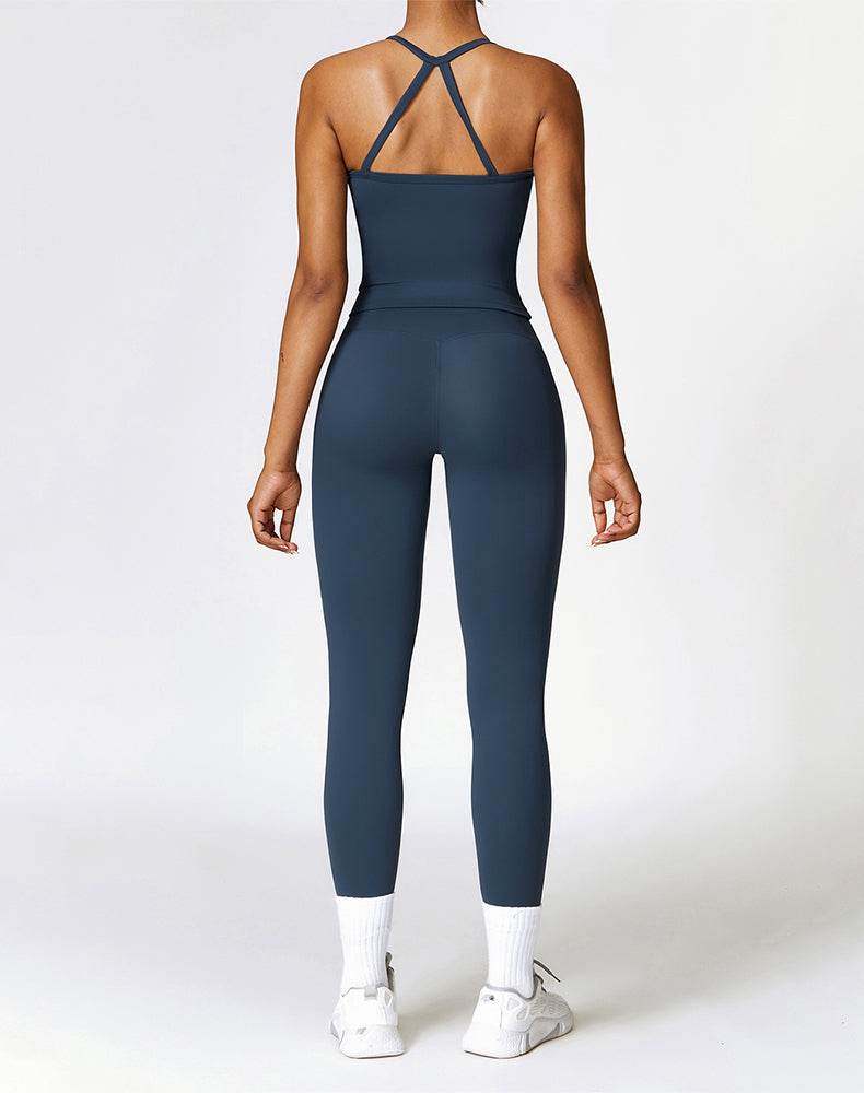 Athletic Wear with Criss Cross Back Tank Top and Legging