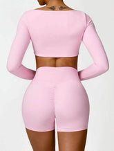 2 Piece Workout Set With Crop Top and Shorts