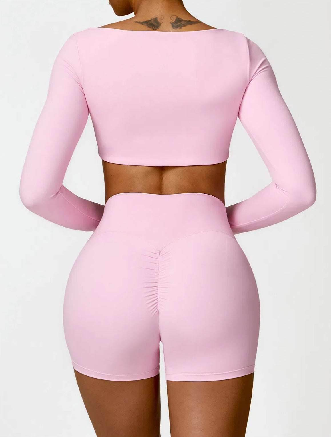 2 Piece Workout Set With Crop Top and Shorts