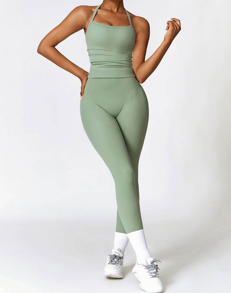 Athletic Wear with Criss Cross Back Tank Top and Legging