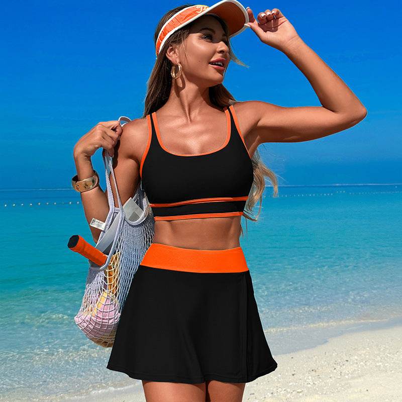 Two Piece Color Block High Waisted Bikini Sets
