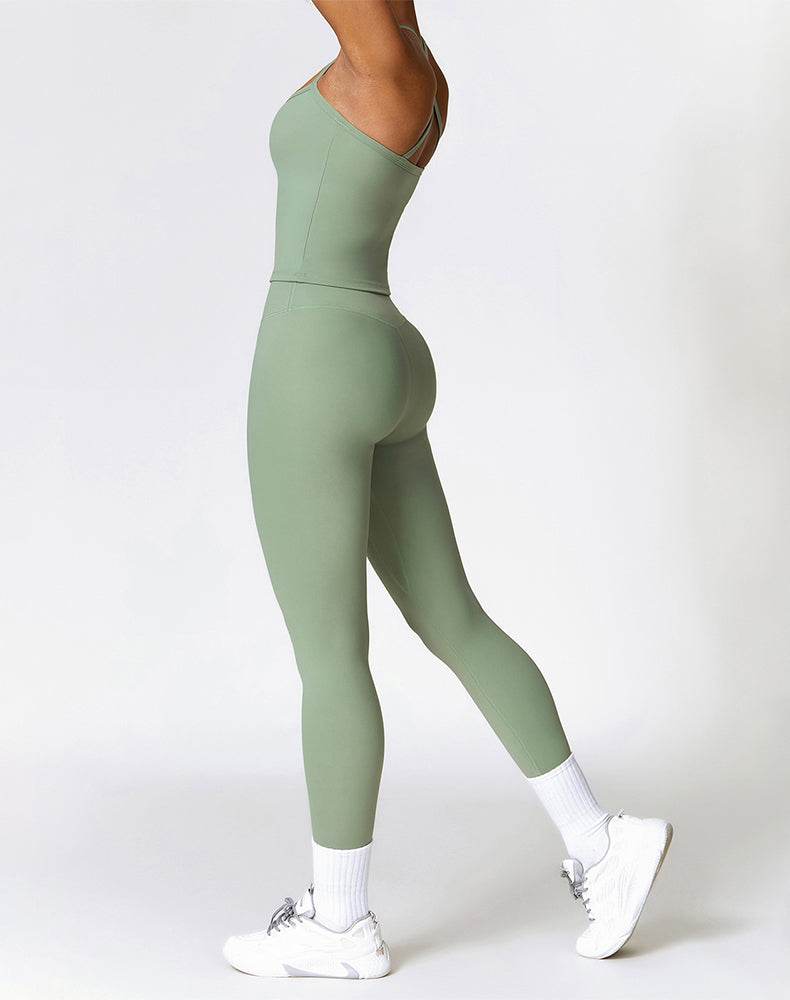 Athletic Wear with Criss Cross Back Tank Top and Legging