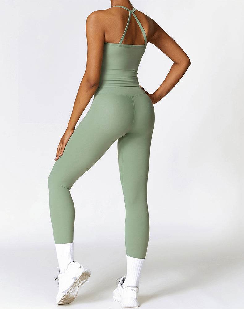 Athletic Wear with Criss Cross Back Tank Top and Legging