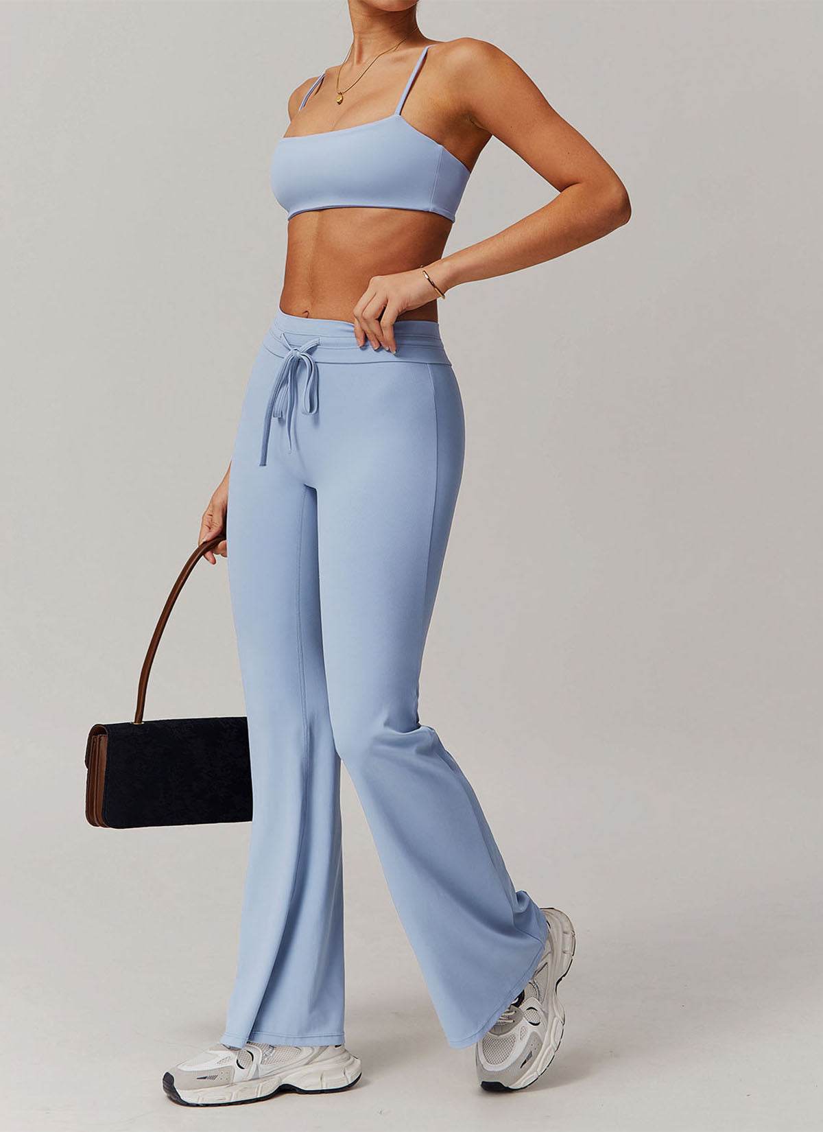 Sports Sets with Thin Strap Bra and Flare Pants