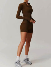 Solid Yoga Set With Sports Jacket and Short