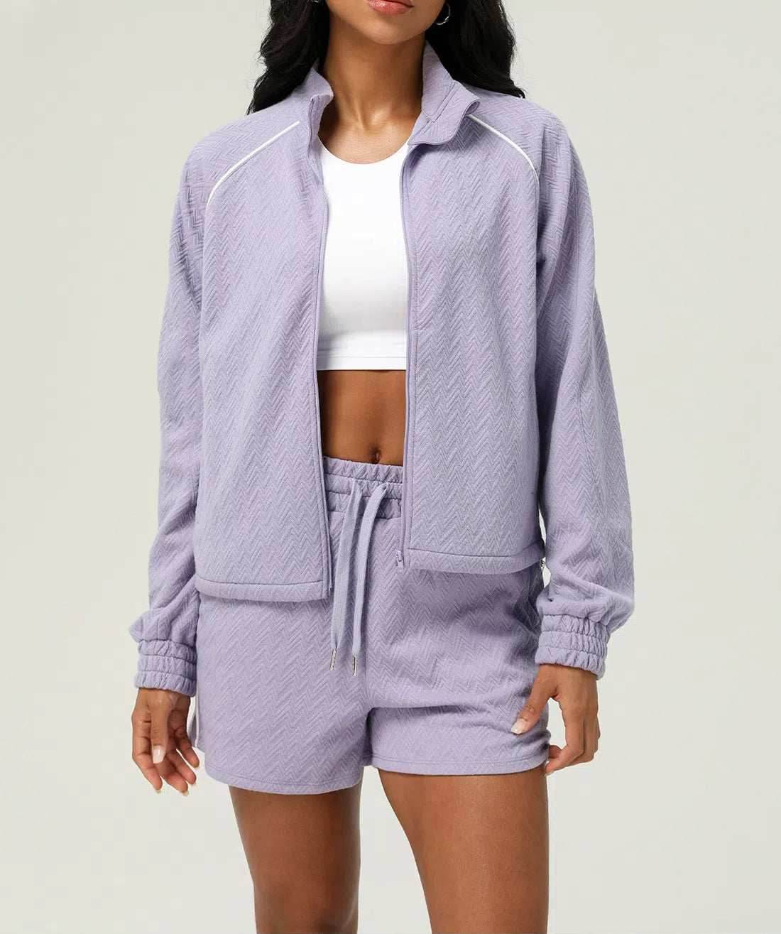 Casual Sportswear Set with Jacket and Short