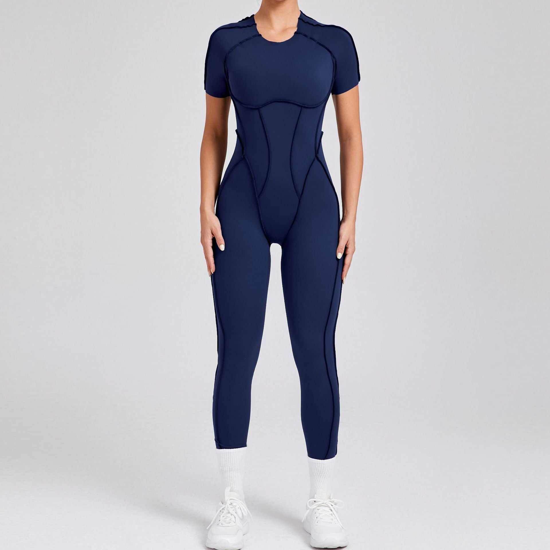 Short Sleeve Backless Yoga Jumpsuits