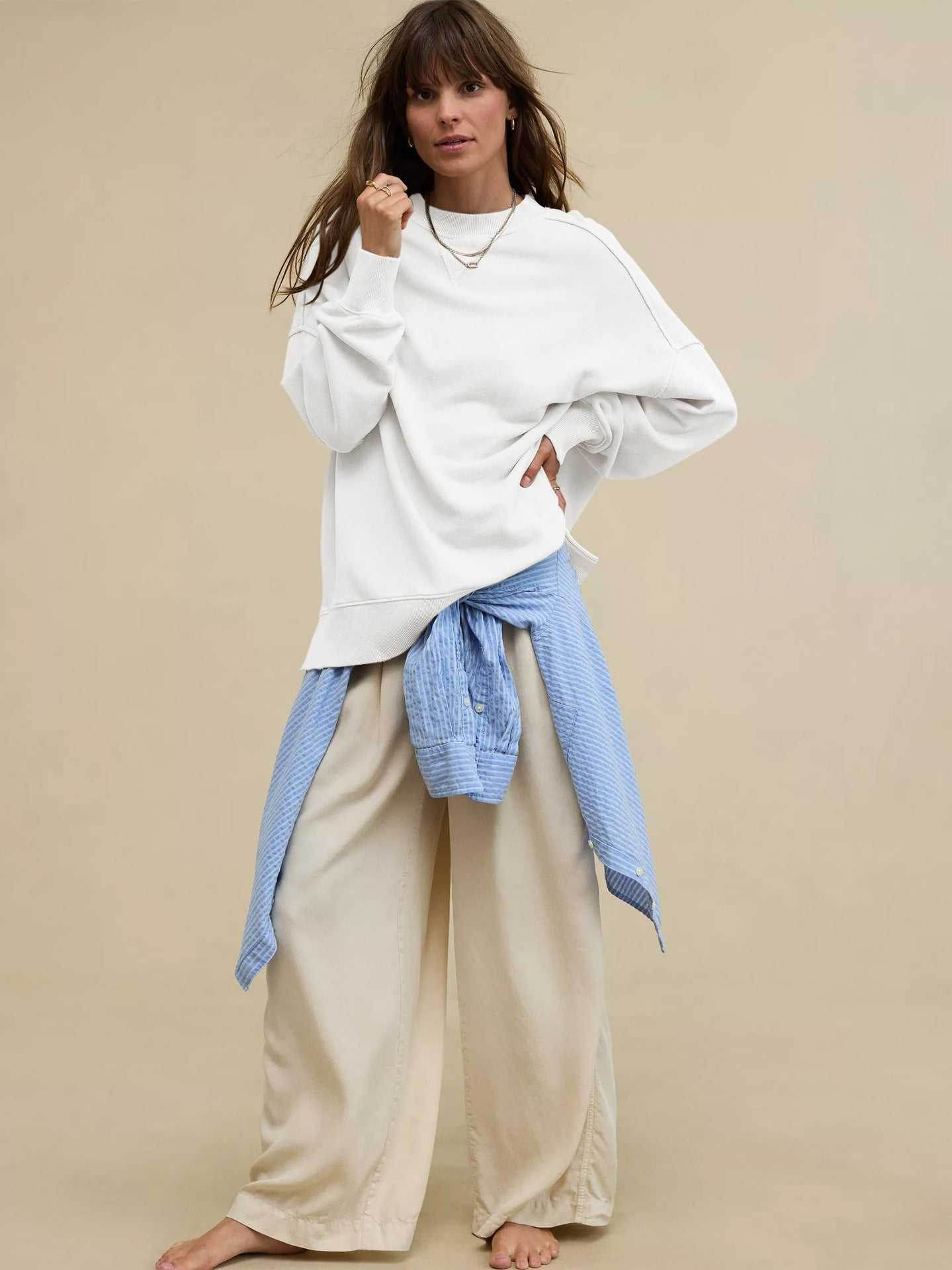 Long Sleeve Loose Crew Neck Sweatshirts