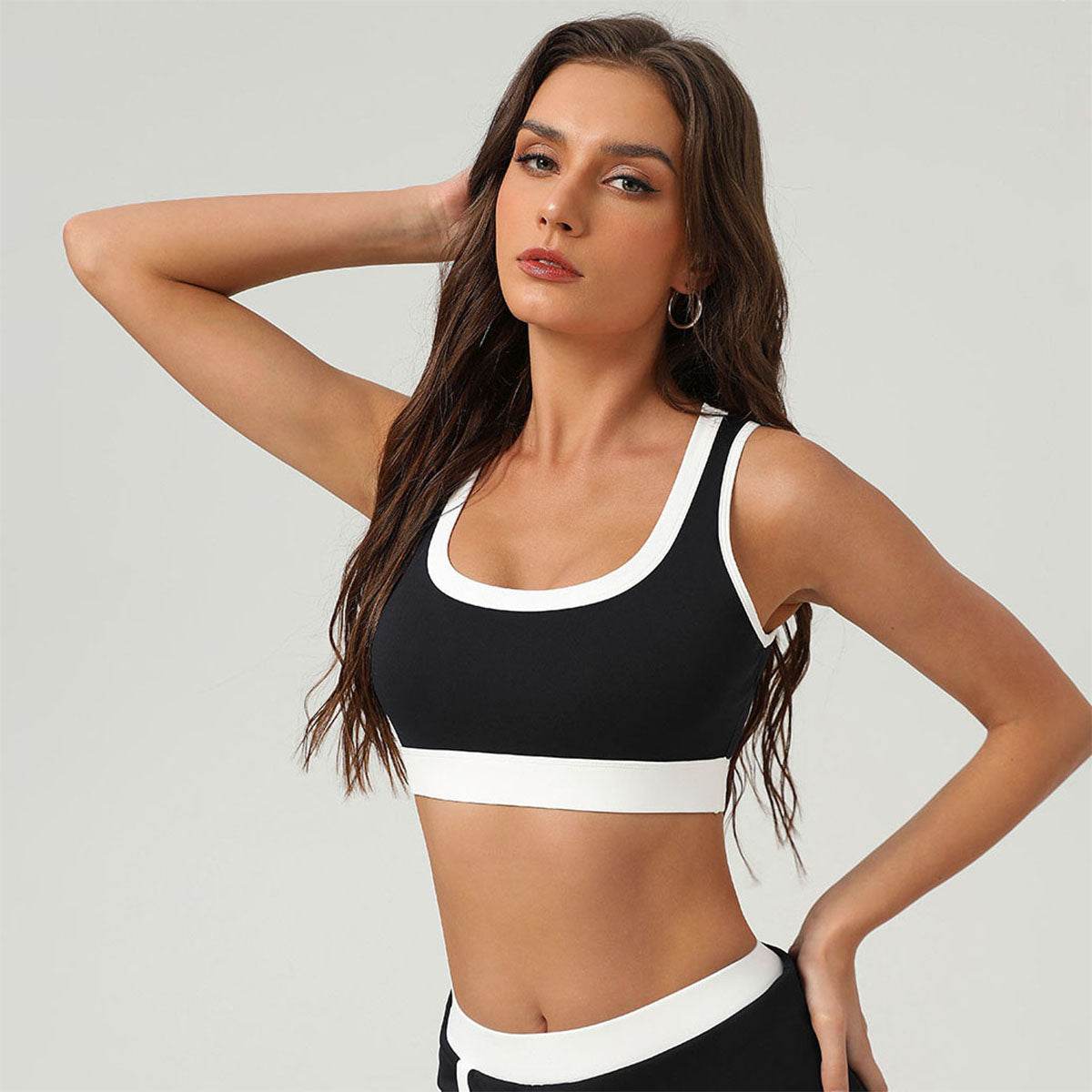 Color Block U Neck Sports Bra Cami Crop Top