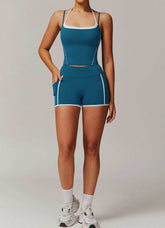 Activewear Set with Double Crossed Tank Tops and Short
