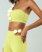 One Shoulder Yoga Bra With Flowers