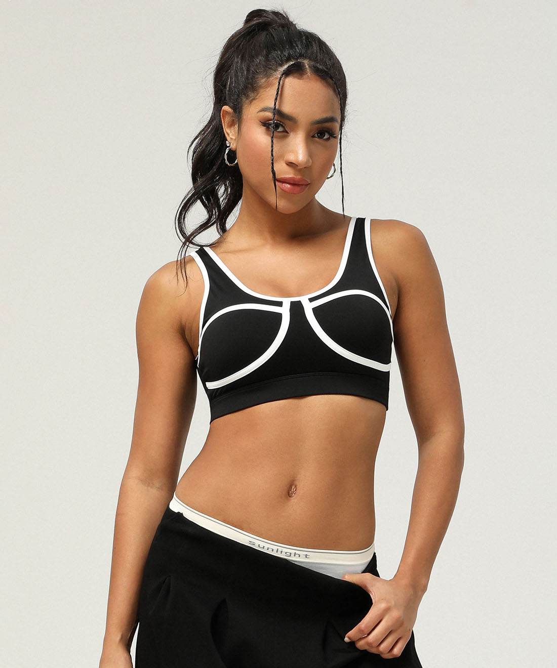 Color Block Athletic Bra Cami Crop Tank Top