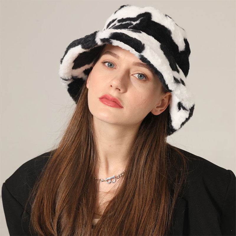 Winter Fuzzy Bucket Hat Lambswool Warm Fisherman Cap
