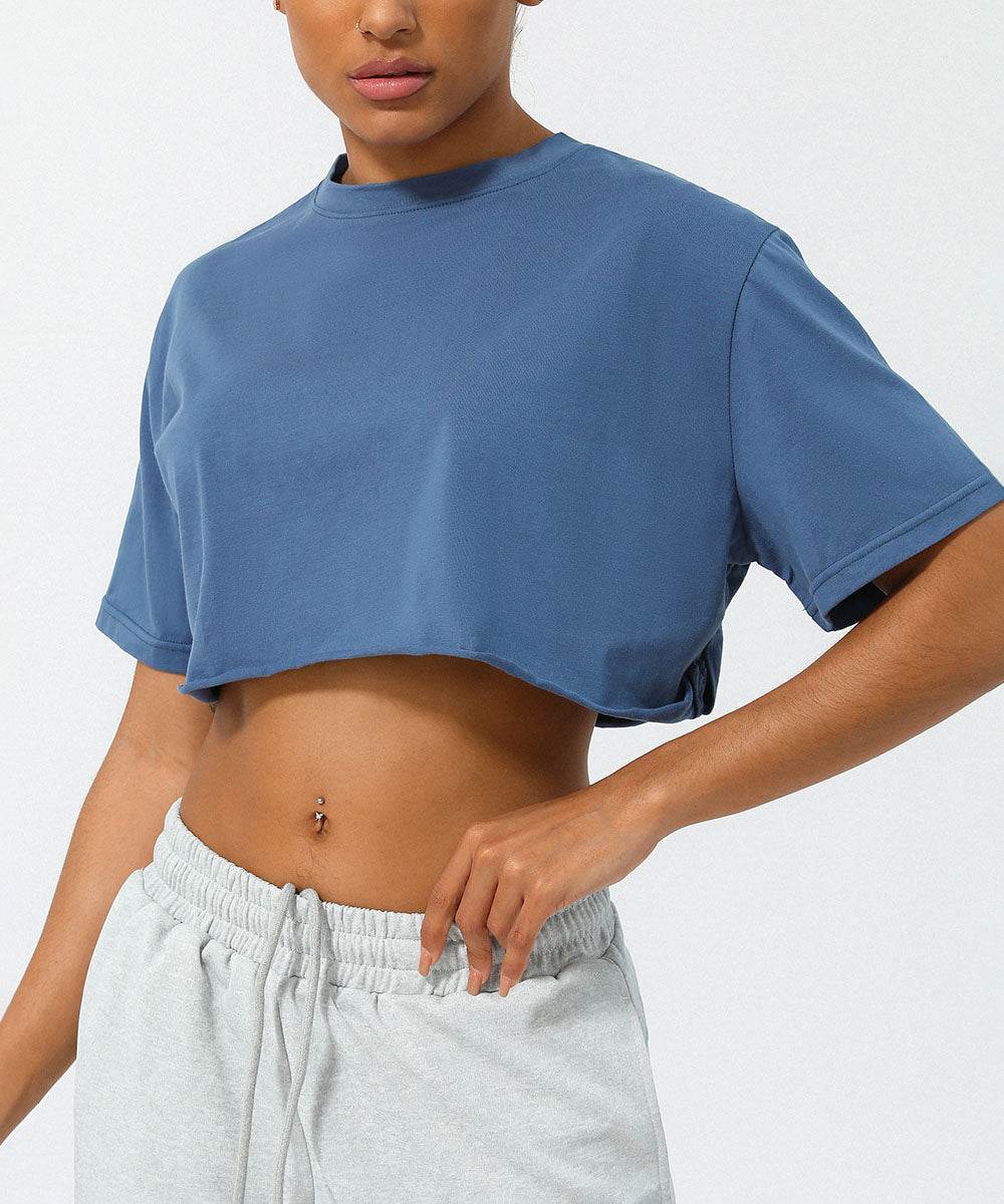 Workout Crop Tops Short Sleeve Yoga Shirts