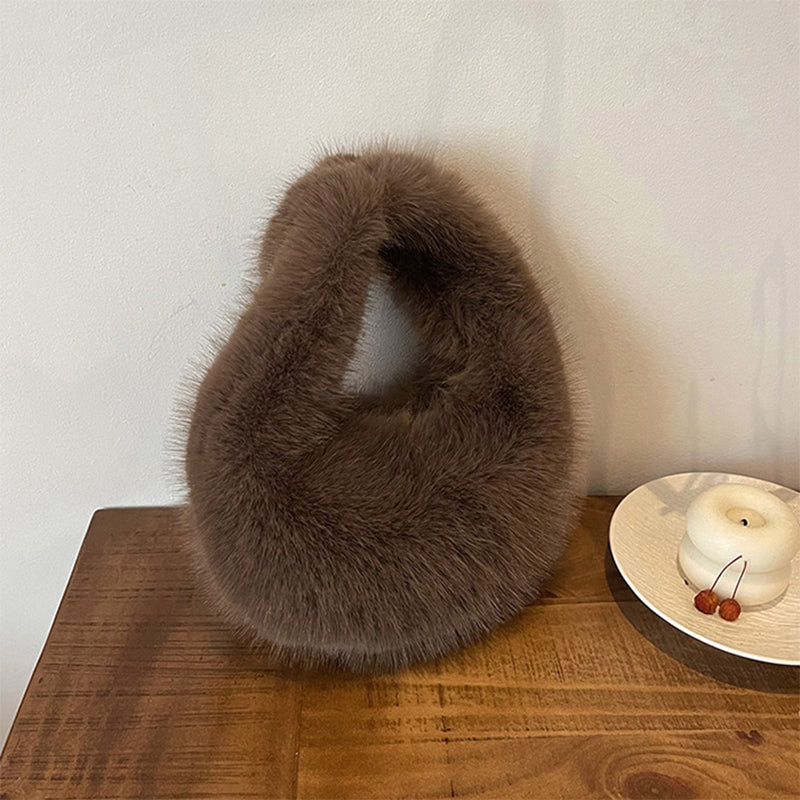 Winter Fluffy Faux Fur Tote Handbag Soft Fuzzy Purse Bag