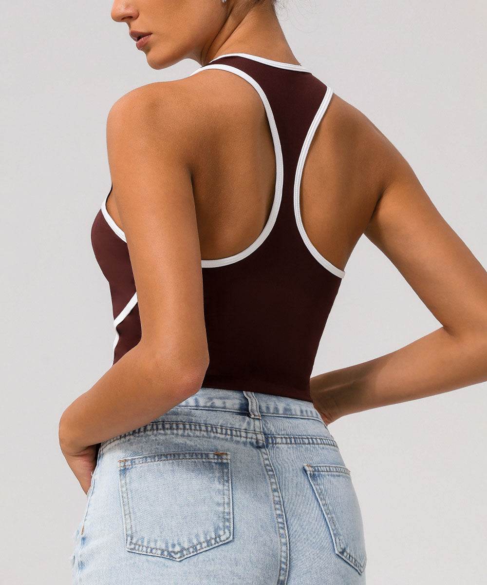 Workout Crop Tank Tops Racerback Bra with Chest Pads -