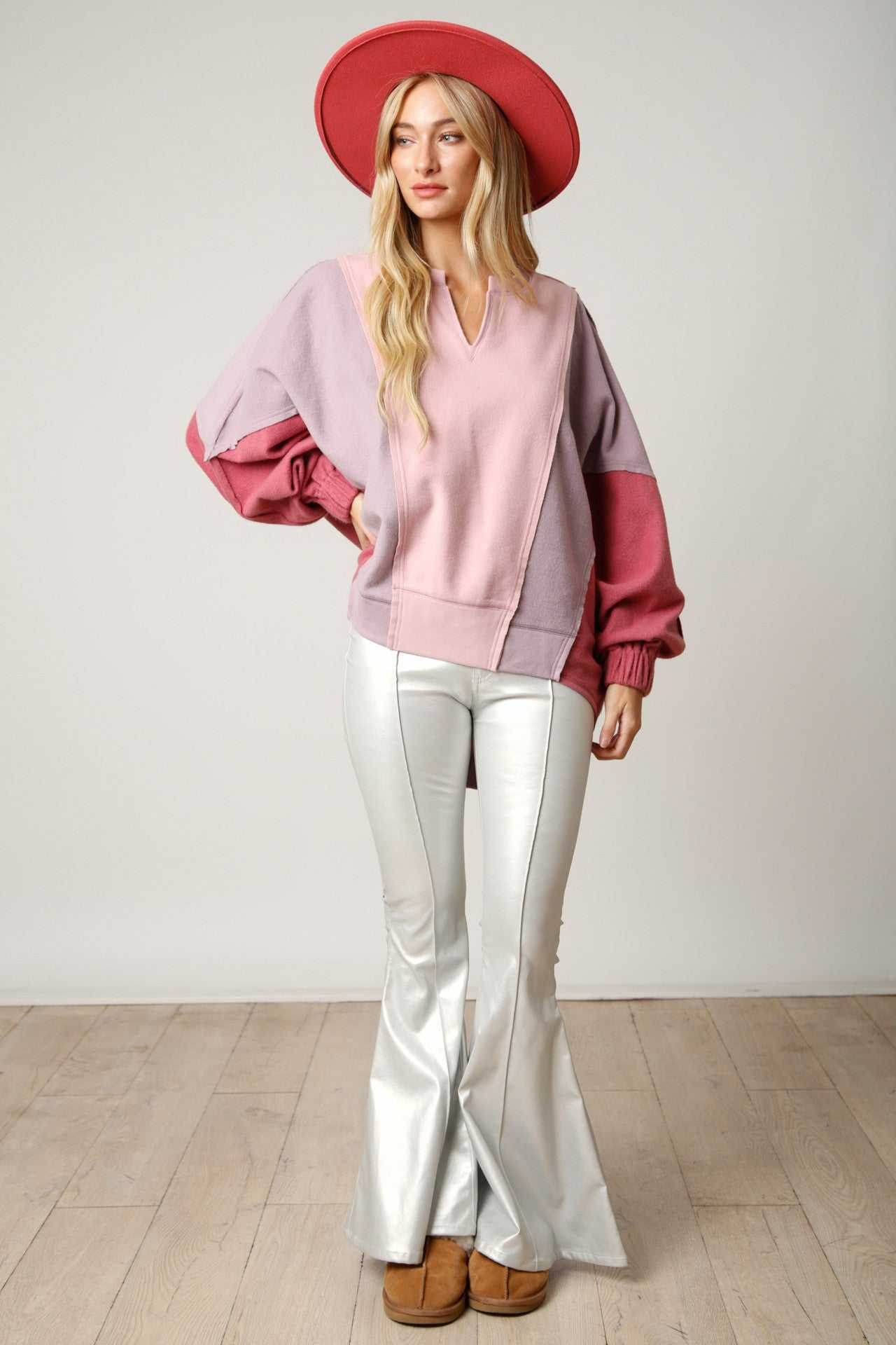 Color Block Oversized Sweatshirt