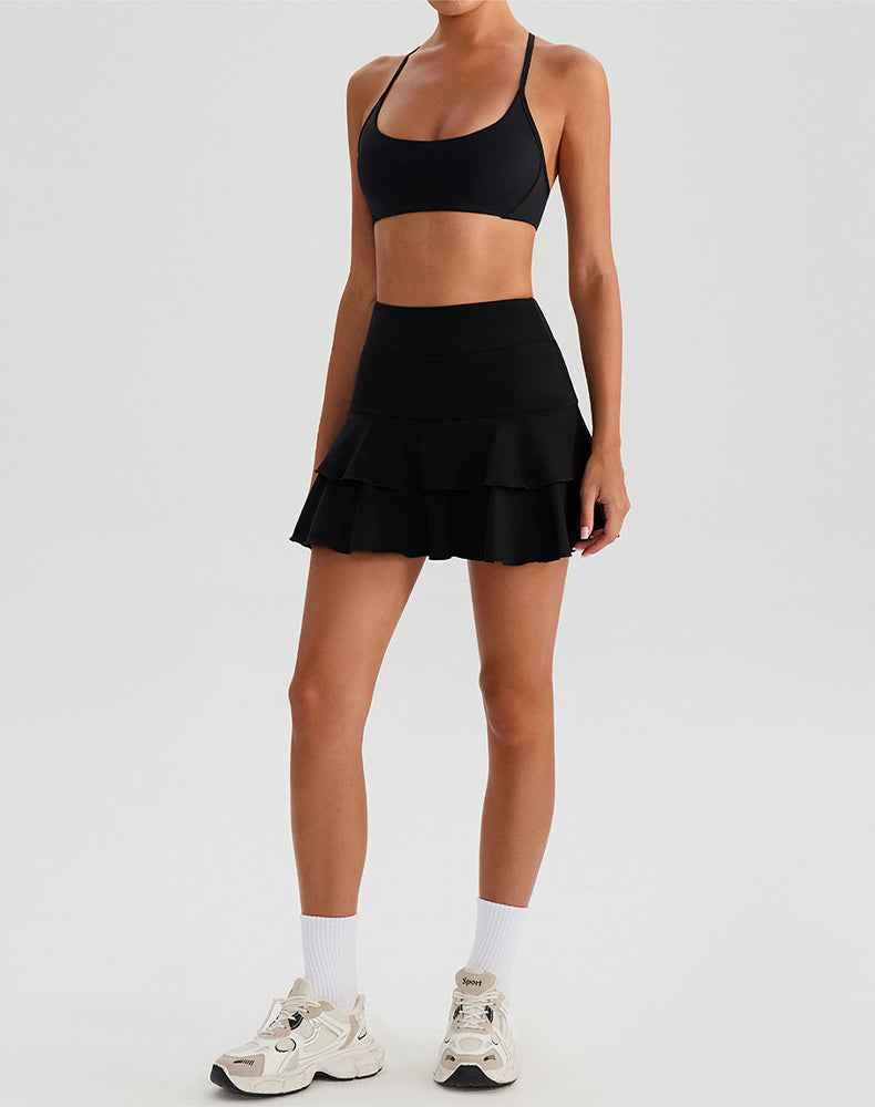 Tennis Set with Sports Bra and Double Ruffle Golf Skirt