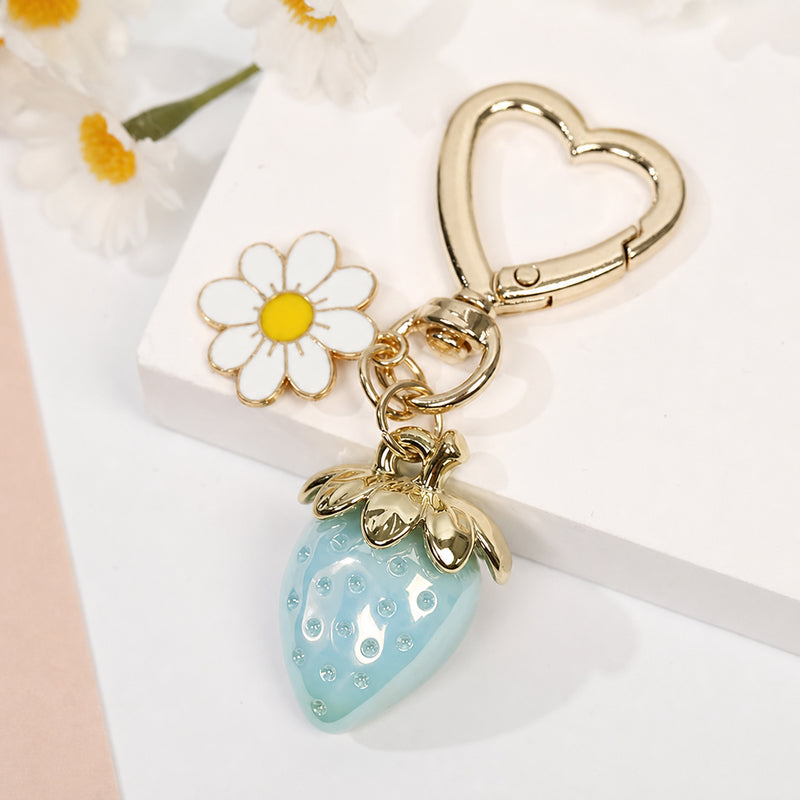 Cute Strawberry Keychains Heart Flower Daisy Bag Charms