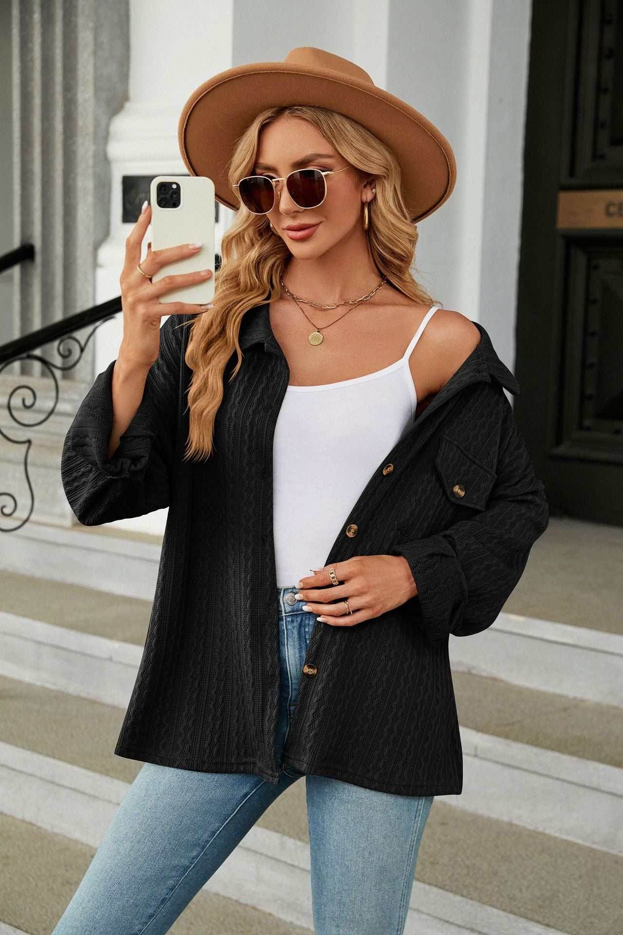 Casual Long Sleeve Button Down Shirt Coat