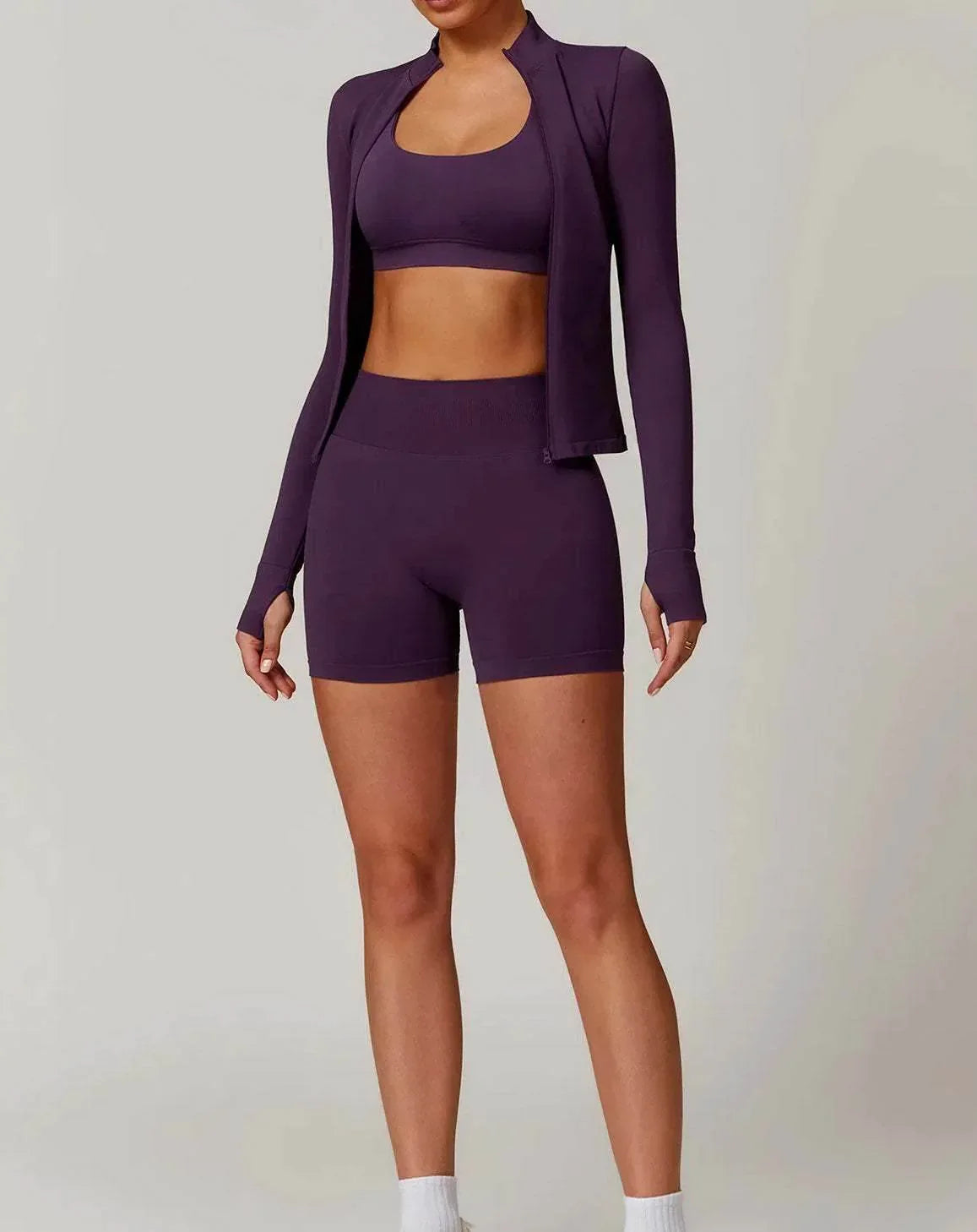 Seamless Sports Clothing Set - Plum Purple