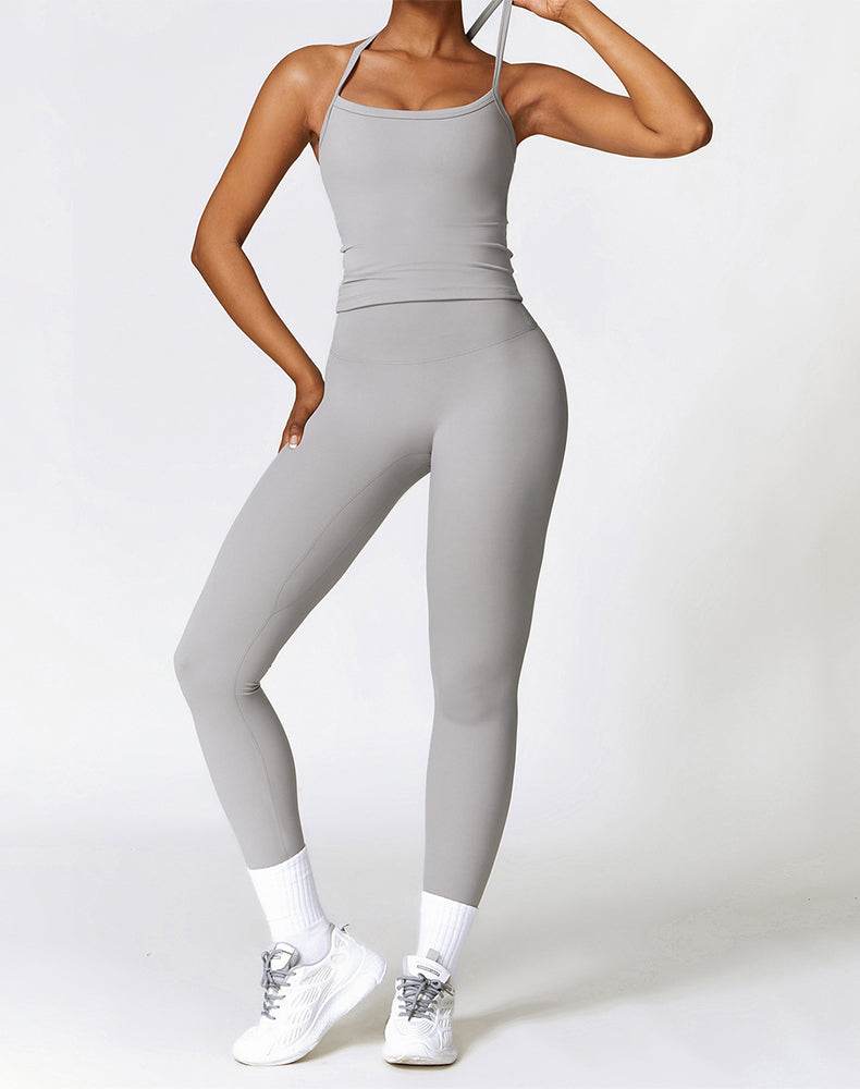Athletic Wear with Criss Cross Back Tank Top and Legging
