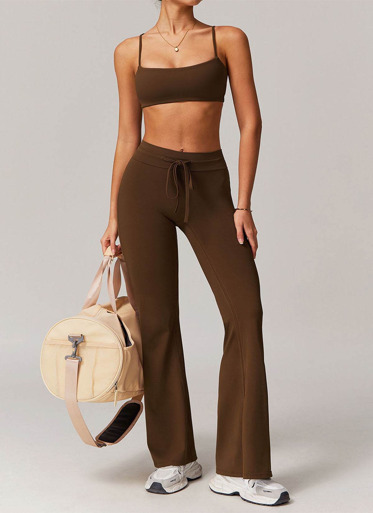 Sports Sets with Thin Strap Bra and Flare Pants