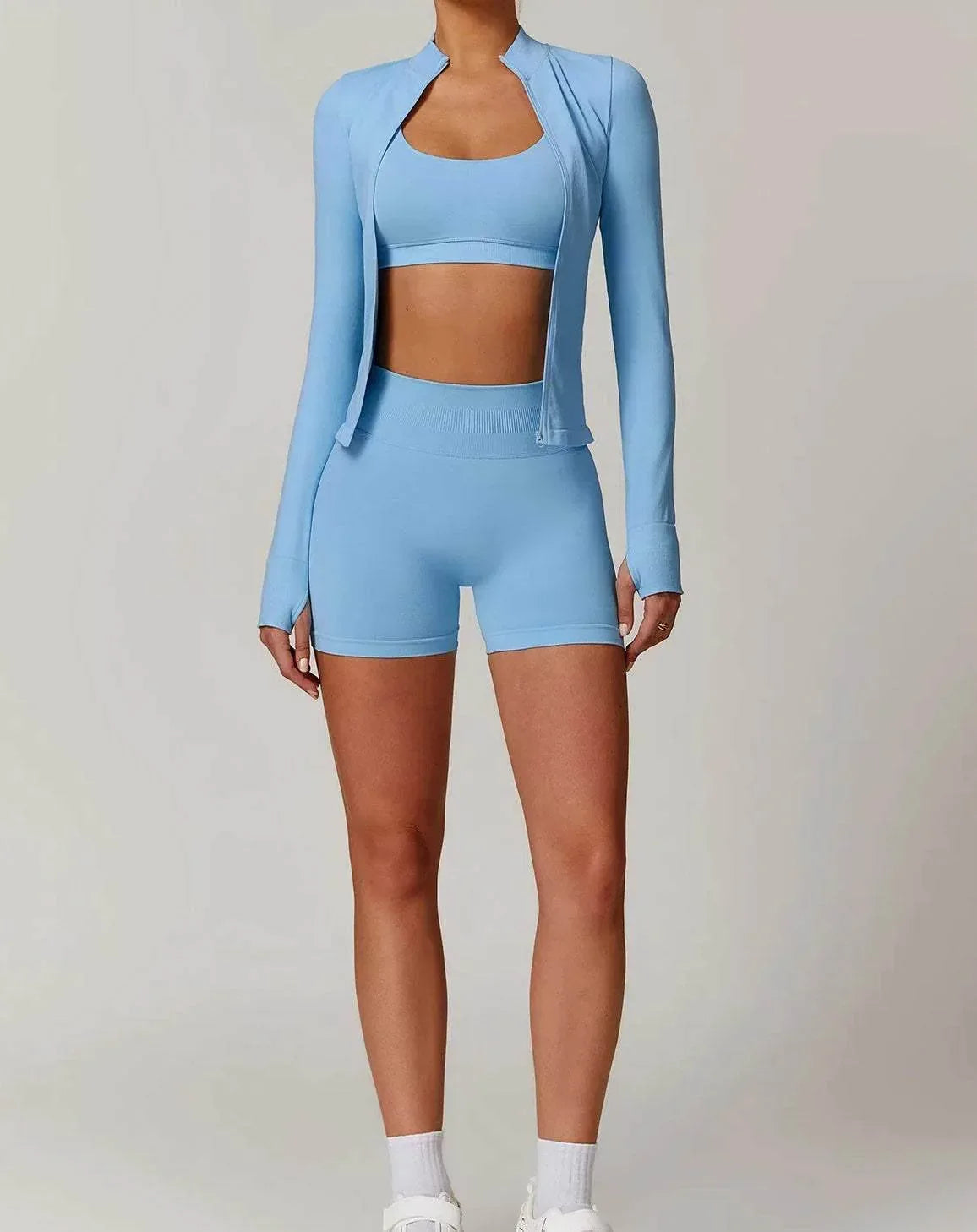 Seamless Sports Clothing Set - Sky Blue