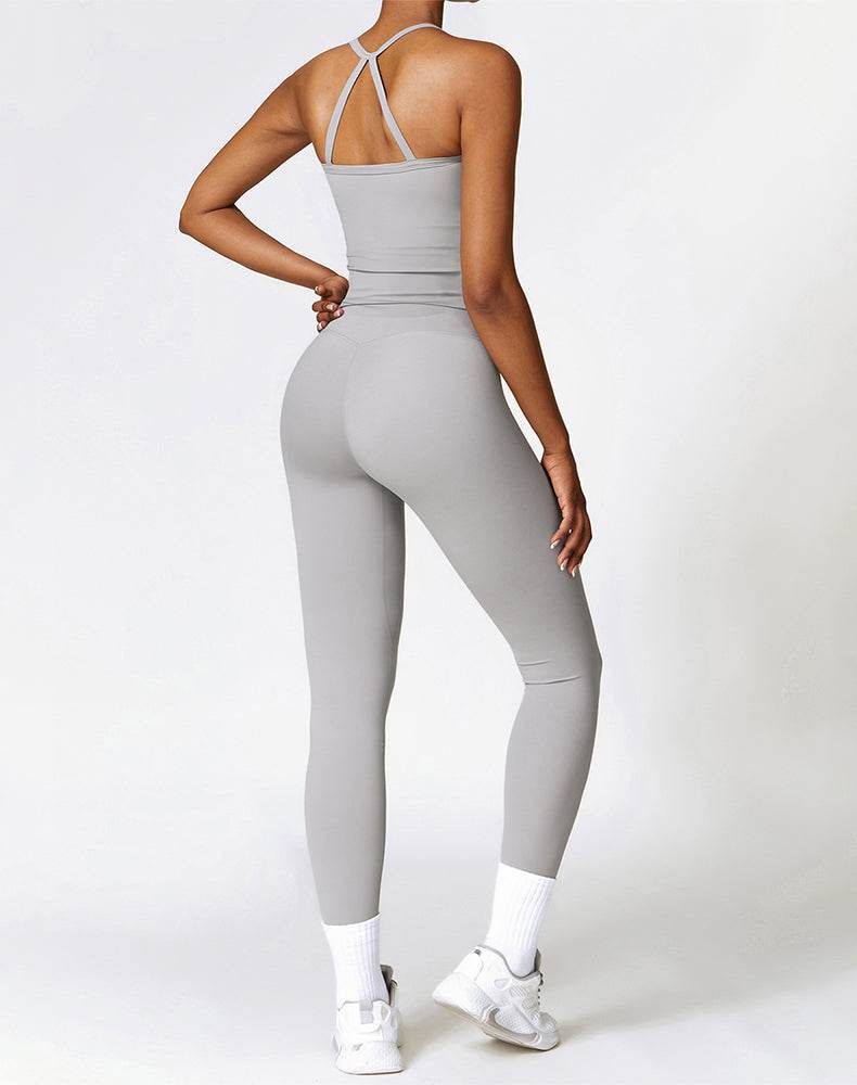 Athletic Wear with Criss Cross Back Tank Top and Legging