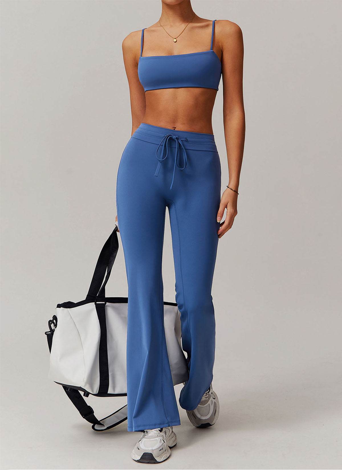 Sports Sets with Thin Strap Bra and Flare Pants
