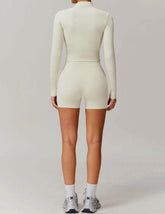 Solid Yoga Set With Sports Jacket and Short