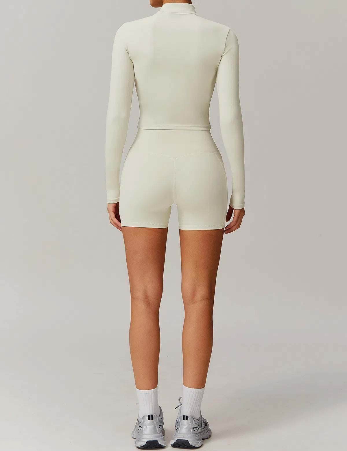 Solid Yoga Set With Sports Jacket and Short