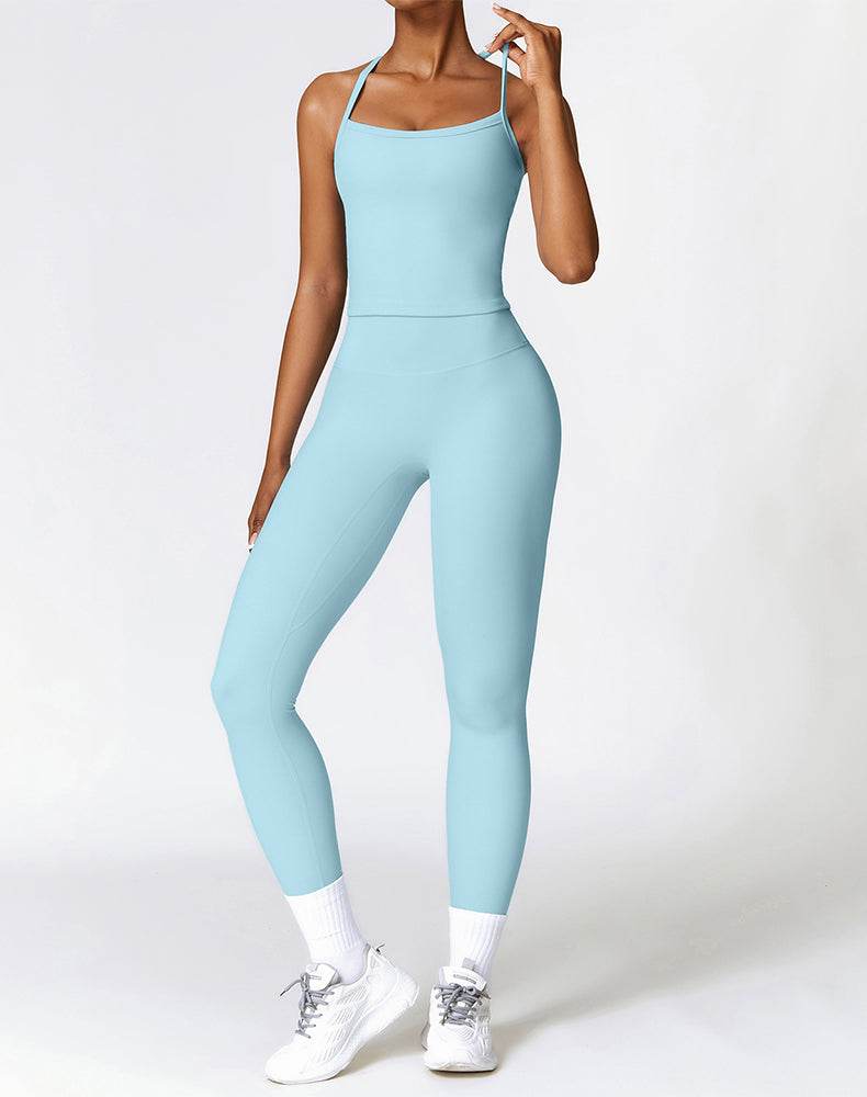 Athletic Wear with Criss Cross Back Tank Top and Legging