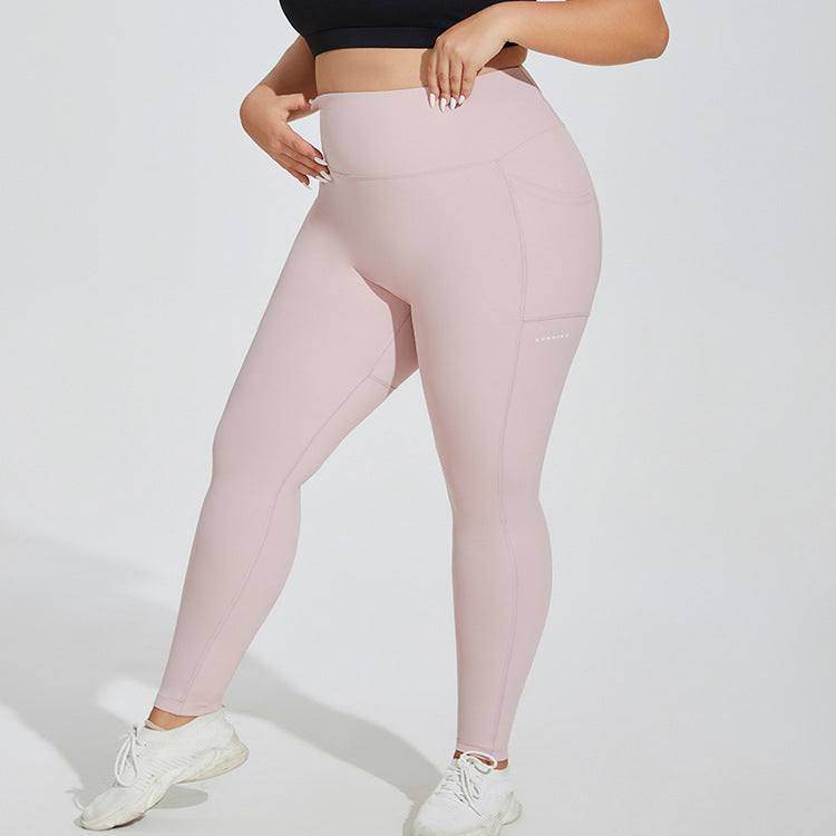 Plus Size Seamless Sports Leggings With Pocket