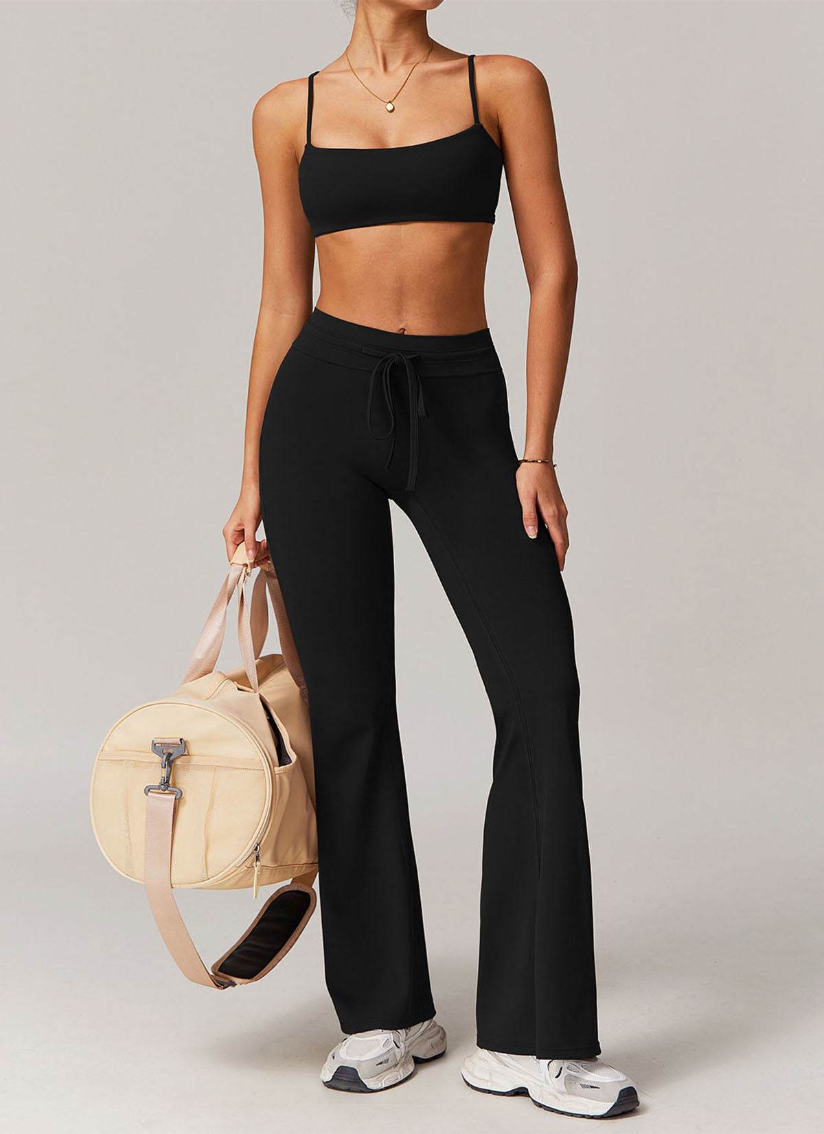 Sports Sets with Thin Strap Bra and Flare Pants