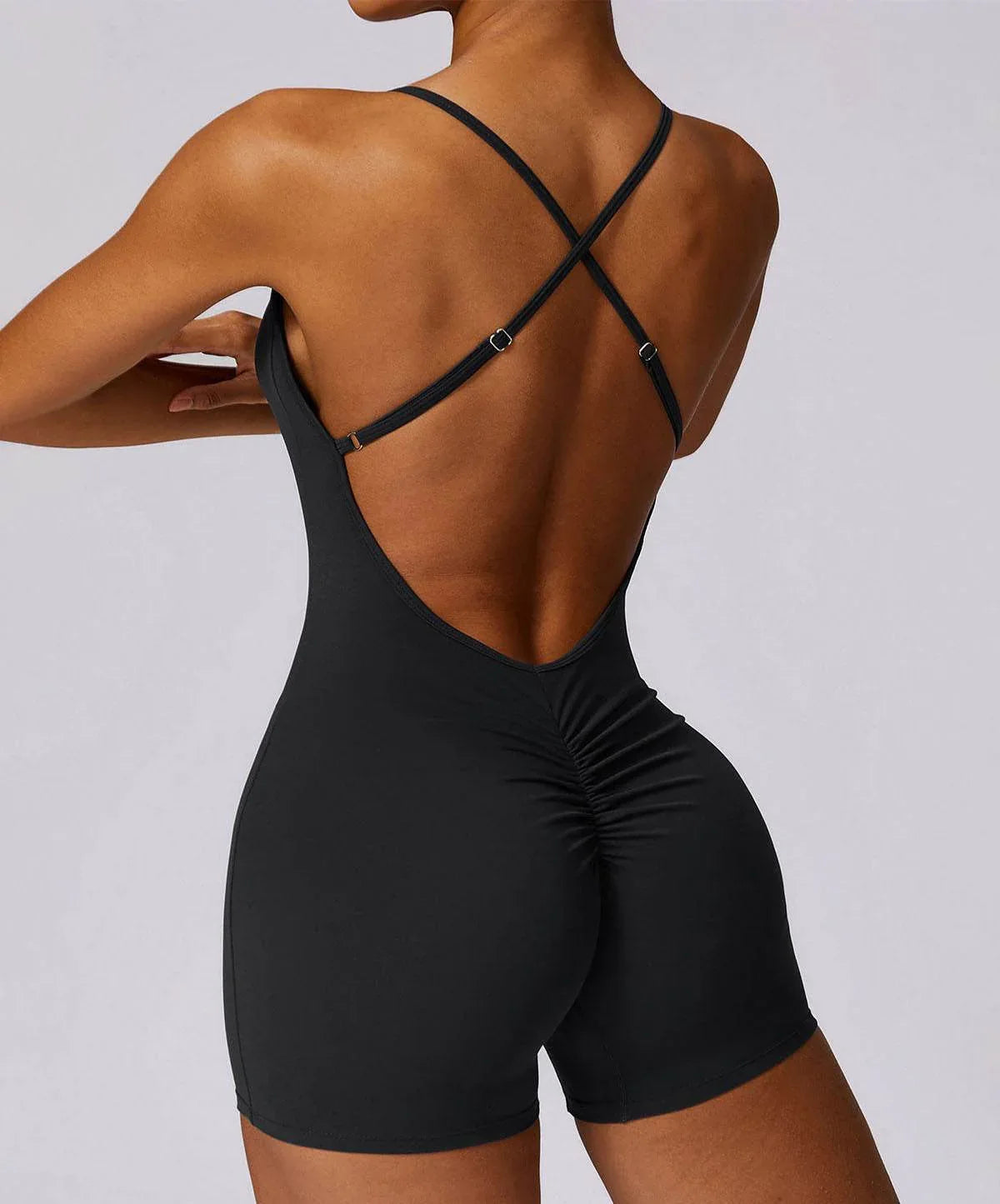 Scrunch Strappy One Piece Workout Short Jumpsuit -