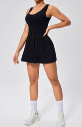 One Piece Backless Tennis Dress With Inside Shorts