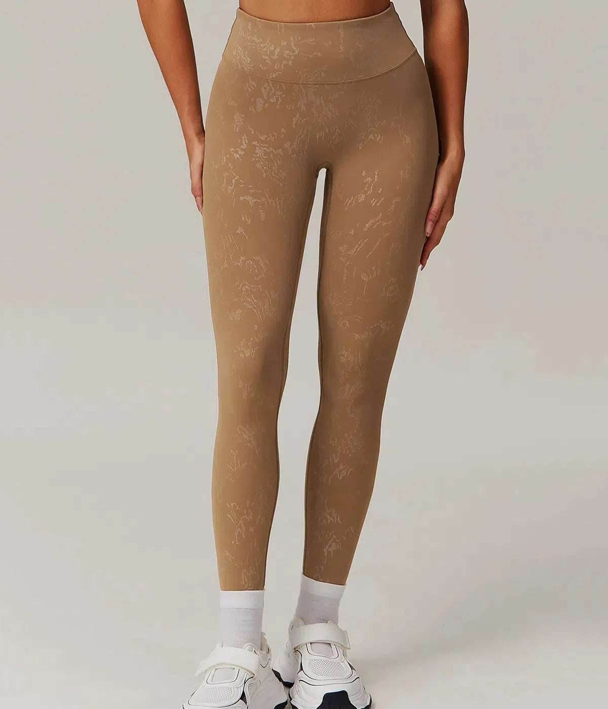 High Waist Yoga Leggings With Gold Blocking Pattern