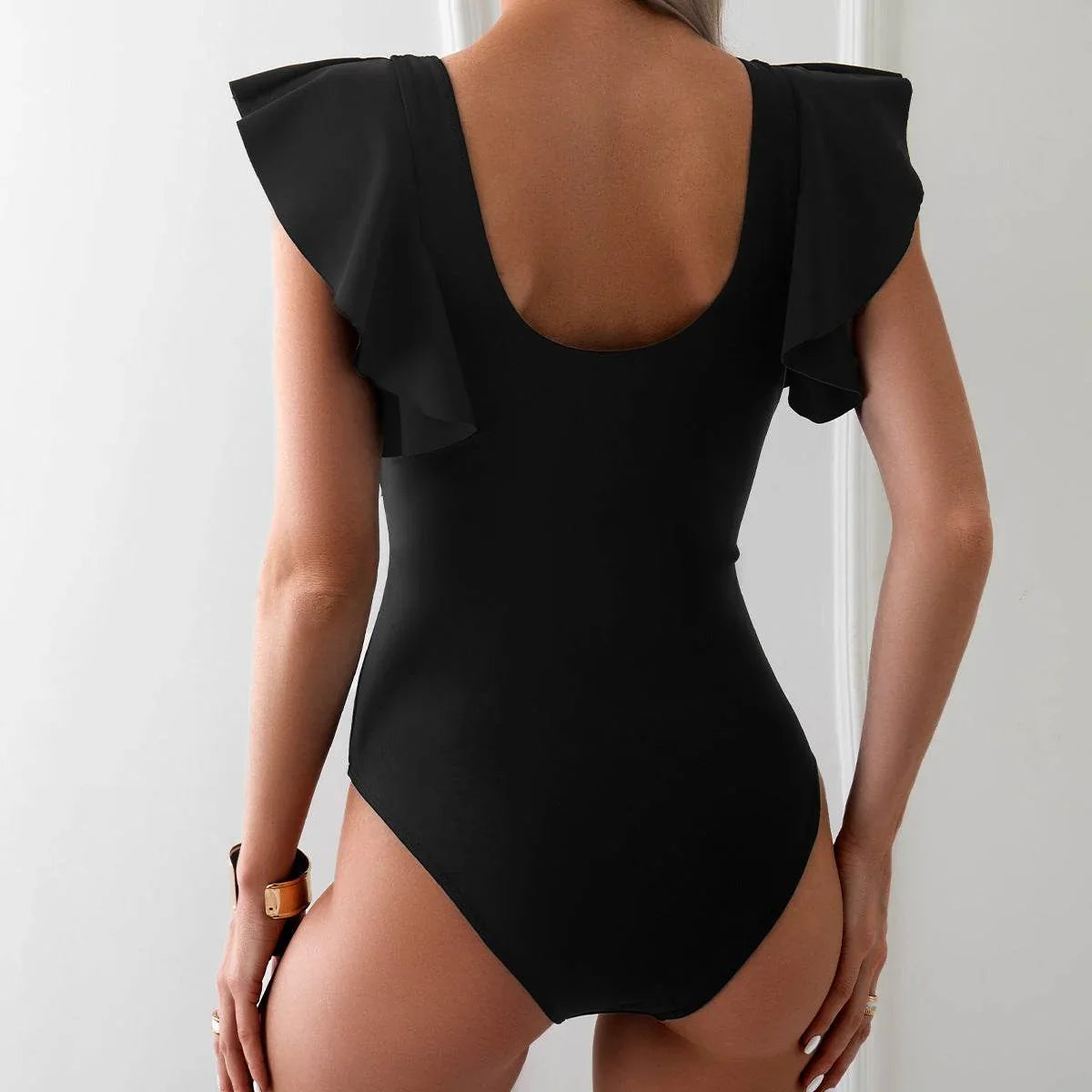 Ruffle Cutout One Piece Swimsuit -