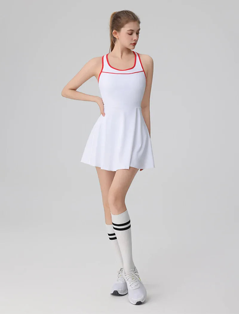 Racerback Tennis Dress with Short Contrast Colors Golf Dress -