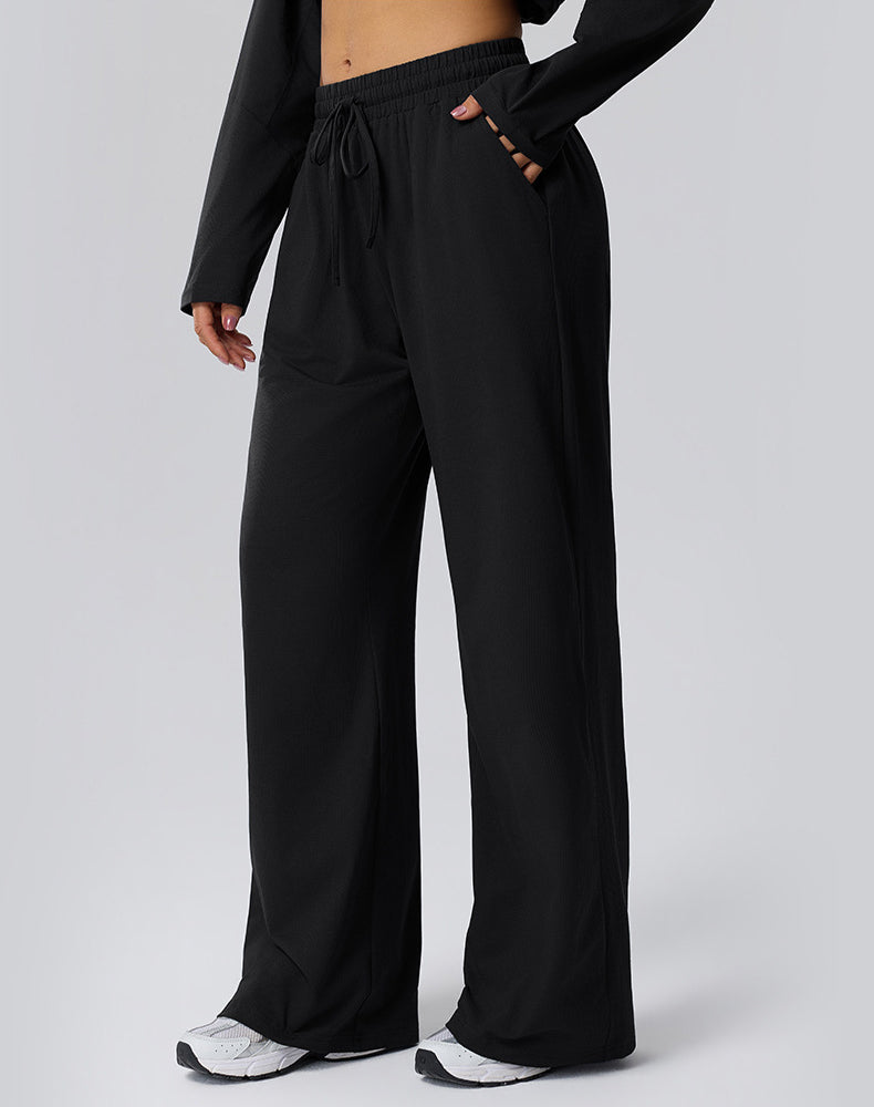 Straight Leg Bggy Drawsting Sweatpants with Pockets